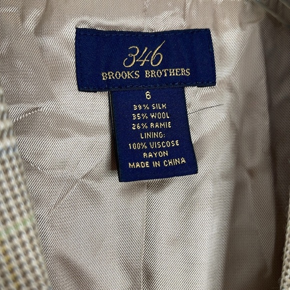 Brooks Brothers Womens Single Breasted Blazer Size 6 Silk Wool Linen Houndstooth - Picture 3 of 8